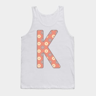 MONOGRAM LETTER K PINK FLORAL TYPOGRAPHY DESIGN Tank Top